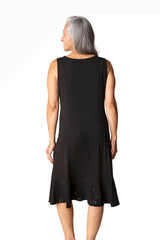 Habitat 56986BK BLACK Sleeveless Dress With Swing Eyelet Hem