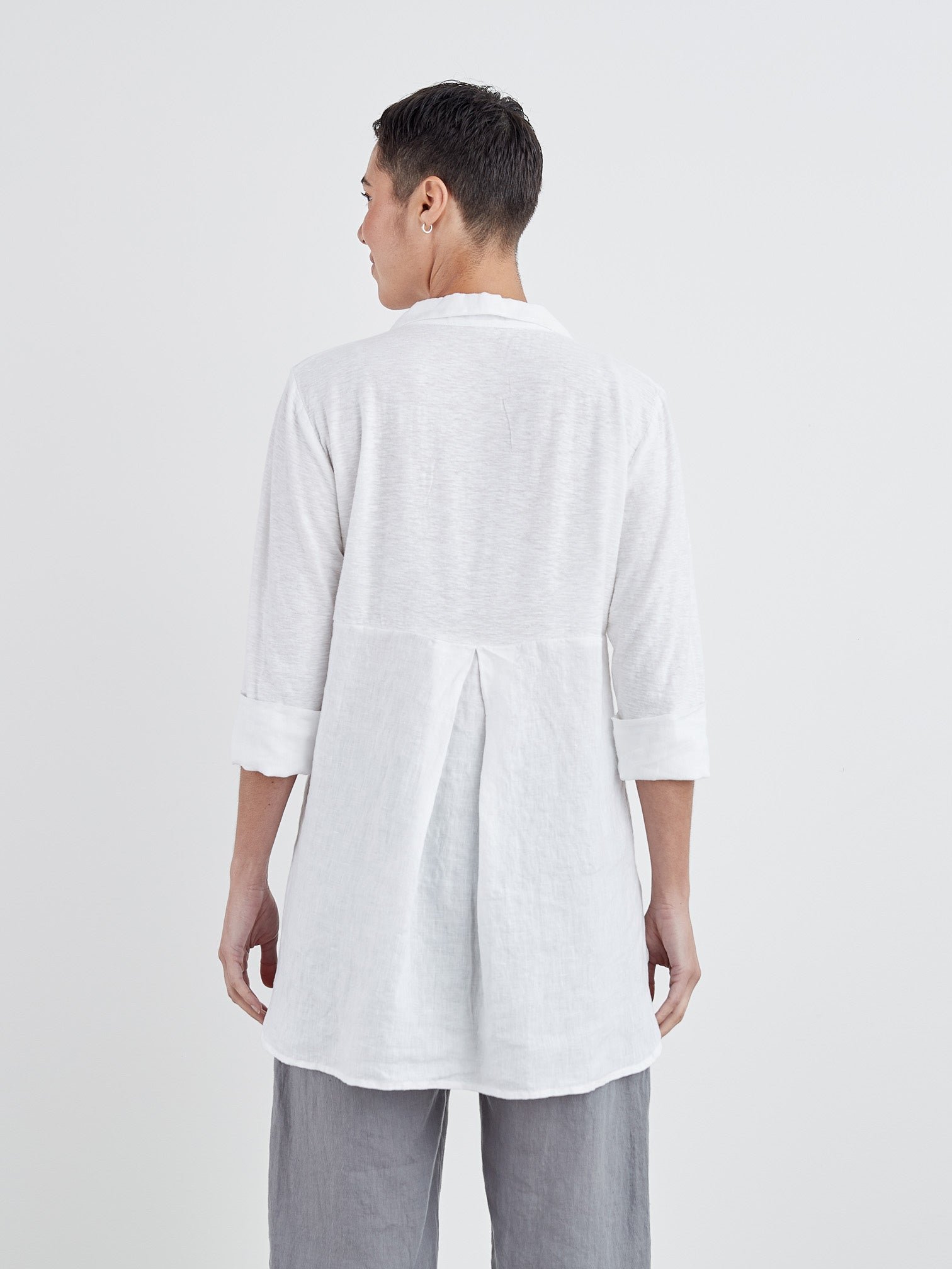 Cut Loose 5706276WT White Cotton Linen Blend Easy Shirt