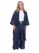 Shannon Passero 5783NV Navy Bandana Print One Size Long Cardigan