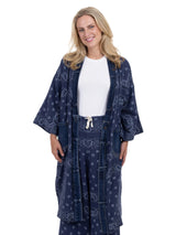 Shannon Passero 5783NV Navy Bandana Print One Size Long Cardigan