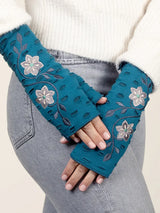 Rising Tide PRIMLA PRIMROSE LAPIZ One Size Cotton Jersey Fleece Lined Fingerless Gloves