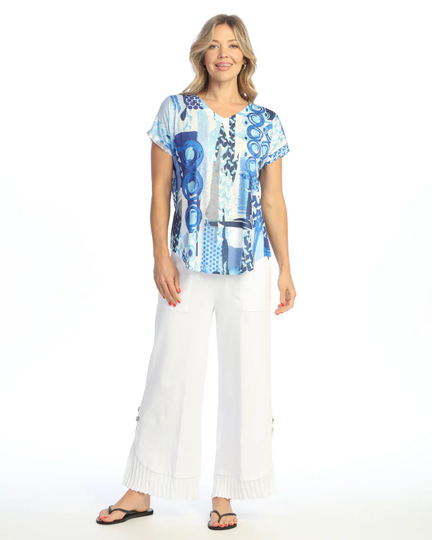 Jess & Jane 602062 Ocean Blue V-Neck Dolman Cap-Sleeve Top