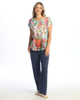 Jess & Jane 60-2172 EMILIA V-Neck Dolman Short Sleeve Top