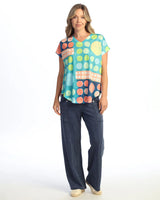 Jess & Jane 60-2193 MOMO V-Neck Dolman Short Sleeve Top