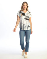 Jess & Jane 60-2199 TANGO V-Neck Dolman Short Sleeve Top
