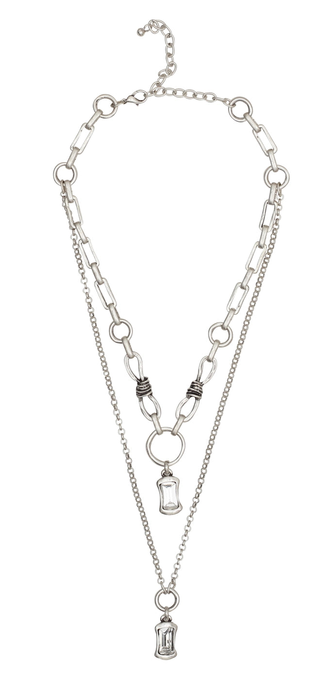 Chanour NN3521 Handmade Melancholy 925 Silver Plated Pewter Necklace