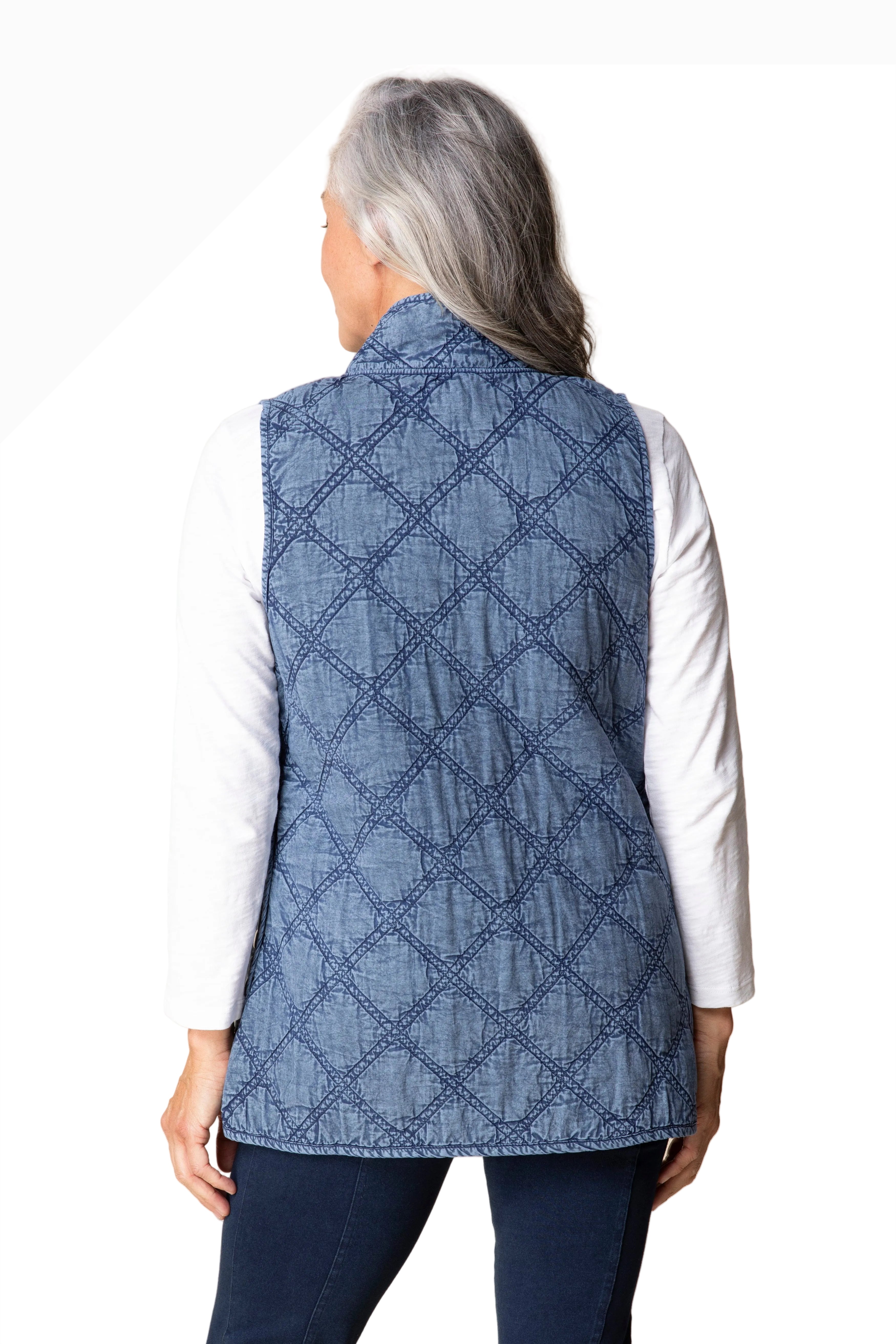 Habitat 60729IN INDIGO Washed Quilted Cotton Windjammer Vest
