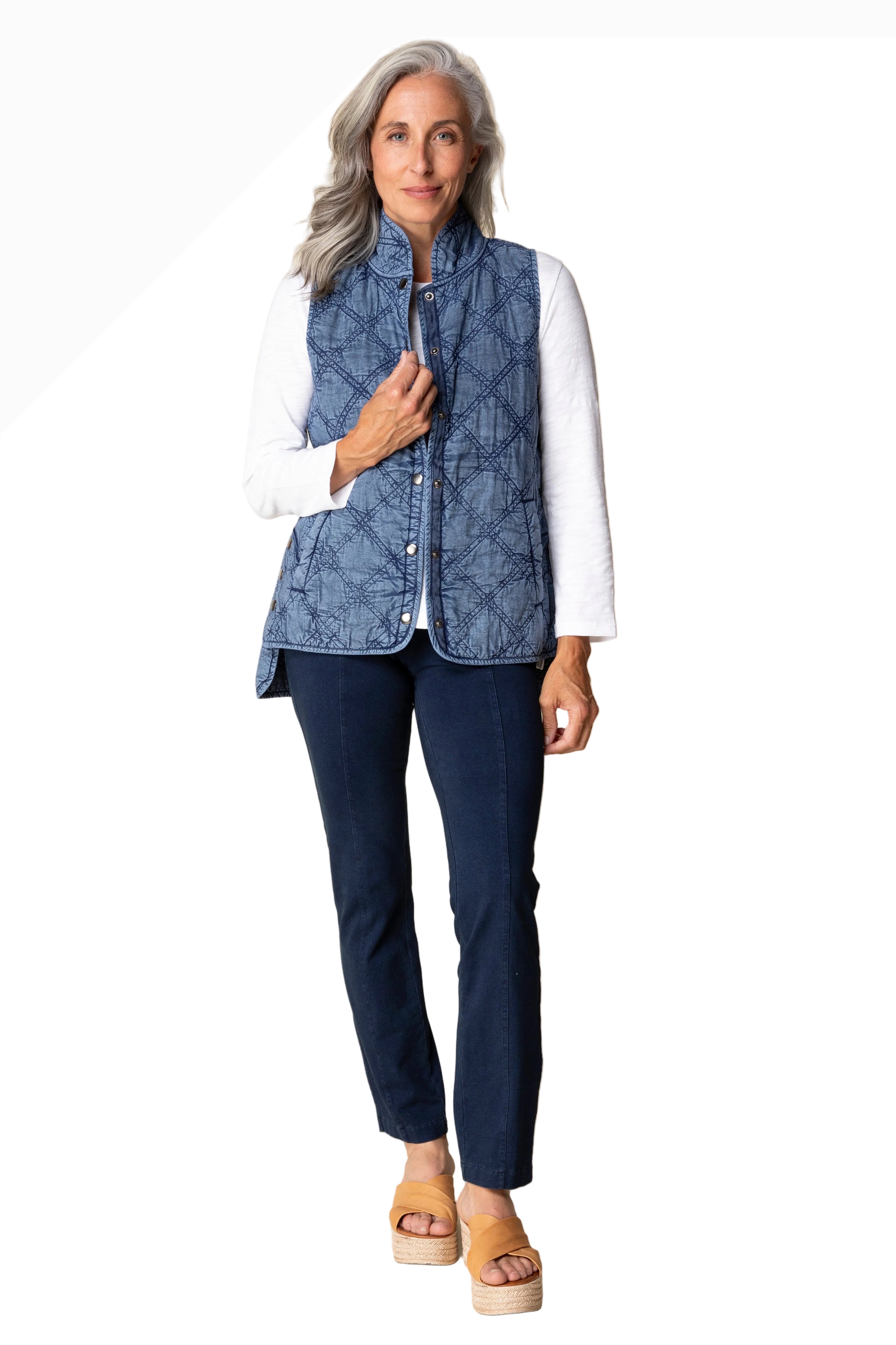 Habitat 60729IN INDIGO Washed Quilted Cotton Windjammer Vest