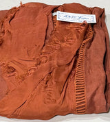 Dance In Paris 11108RU RUST One Size Italian Linen Duster With Silk Frayed Edges