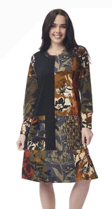 Orientique 31044 Dagomba Patchwork Shift Dress With Pockets