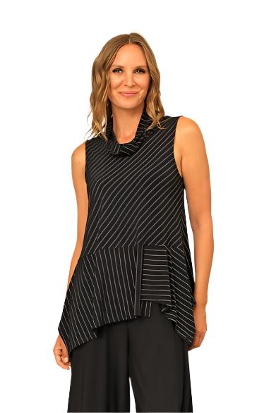 Chalet Y31124 Black and White Striped Portia Tank Top