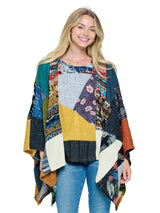 Yak & Yeti 21540 One Size Bohemian Multicolor Patchwork Poncho
