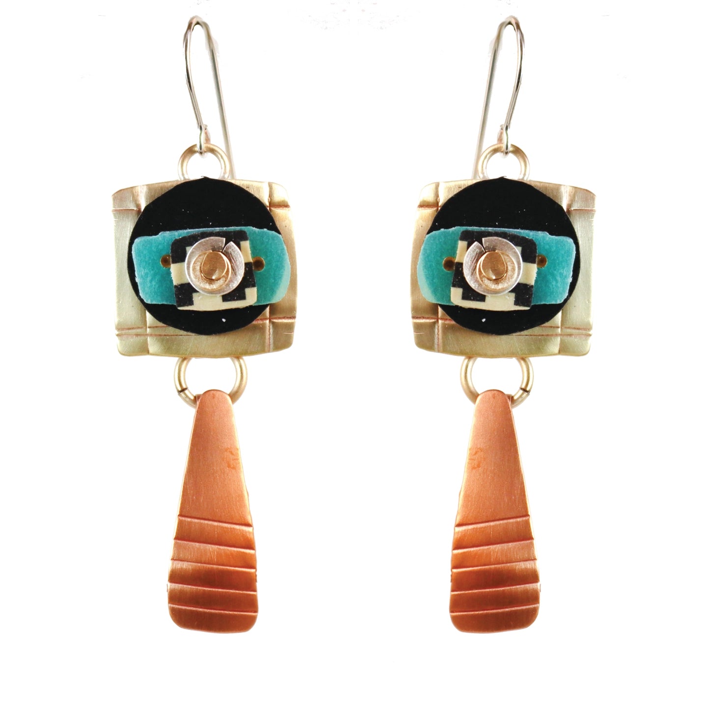 Whitney Designs E3904 Tapestry Earrings Polymer Clay Sterling and Brass