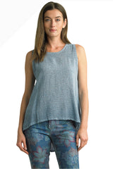 Tempo Paris 7450ED Denim 100% Washed Linen Hi-Lo Tank Top