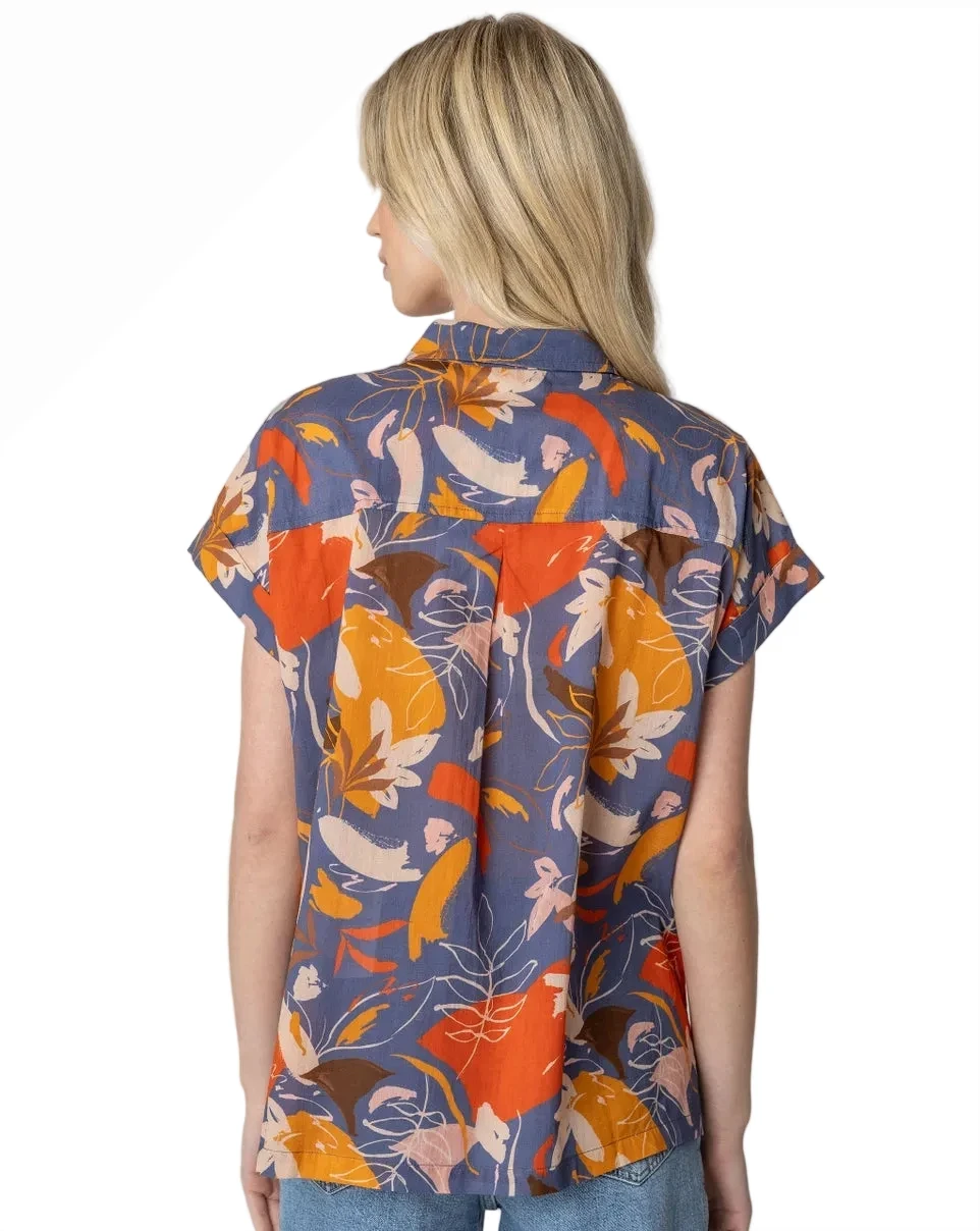 Komil P519-PEM Pemba 100% Cotton Voile Floral Print Camp Shirt