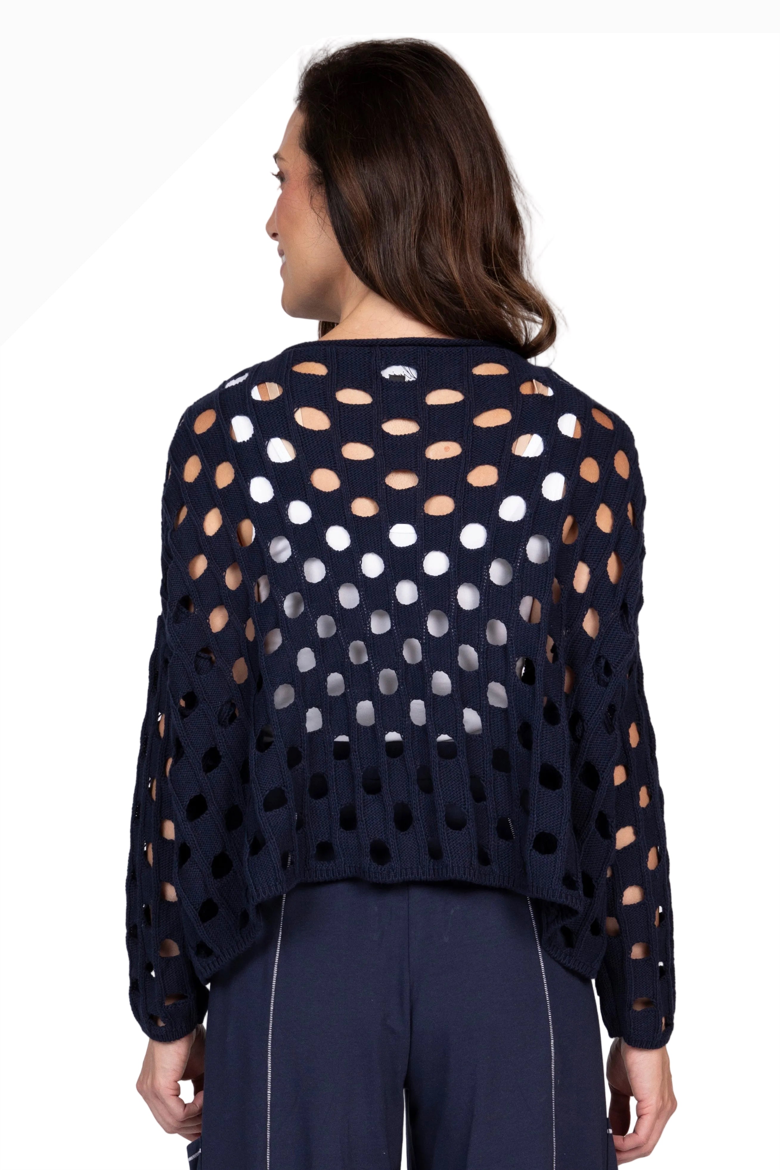 Olivia By Habitat 781711NV NAVY Open Weave Cotton Topper