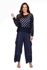 Olivia By Habitat 781711NV NAVY Open Weave Cotton Topper