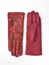 Funkyrel GLV48-MYCR-RD RED One Size Floral Embroidered Warm Winter Touchscreen Gloves