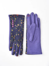 Funkyrel GLV48-MYCR-PU PURPLE One Size Floral Embroidered Warm Winter Touchscreen Gloves