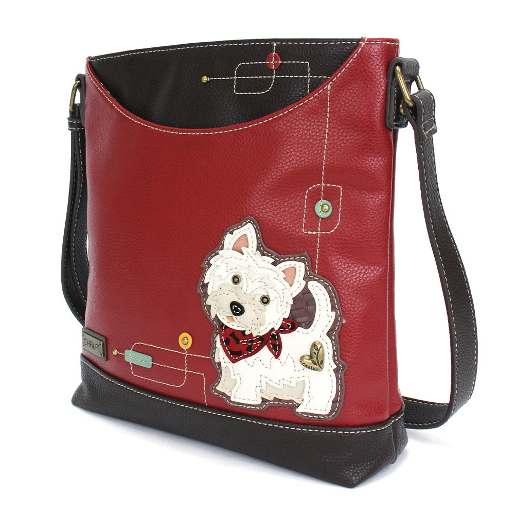 Chala 853WEBG WESTIE Burgundy Sweet Messenger Tote Bag