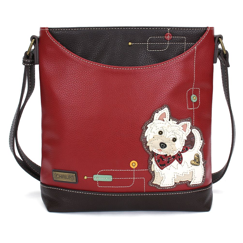 Chala 853WEBG WESTIE Burgundy Sweet Messenger Tote Bag
