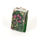 Cathayana CHR-37 Green & Pink Floral Brocade Credit Card Wallet With RFID Protection