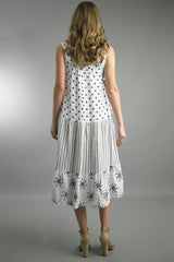 Tempo Paris 8870ABW Black and White S/M Polka Dot Sleeveless Dress