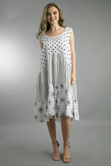 Tempo Paris 8870ABW Black and White S/M Polka Dot Sleeveless Dress