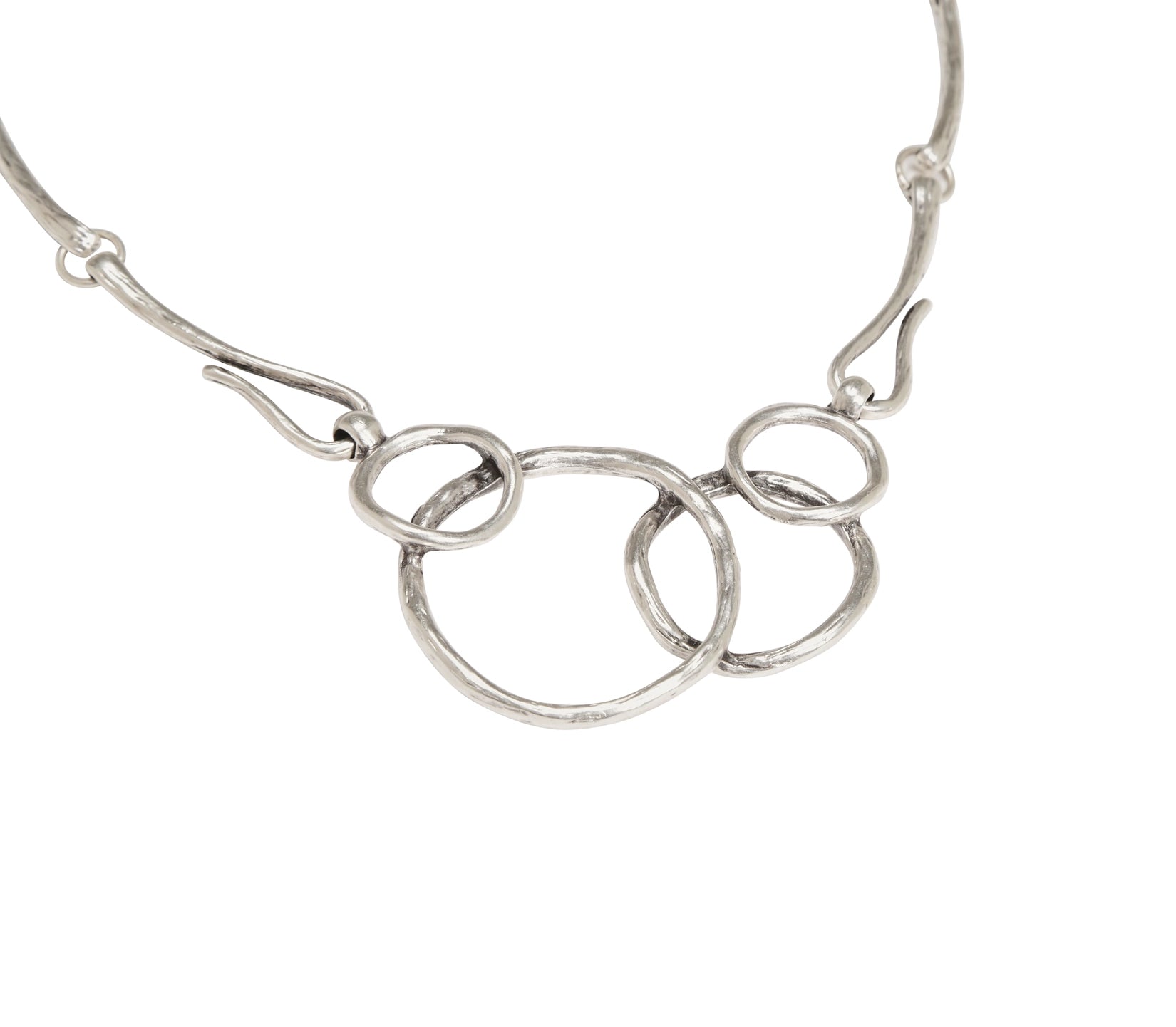 Chanour NN3539 Handmade Hoops 925 Silver Plated Pewter Necklace