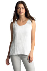 Tempo Paris 919EW White Linen Scoop Neck Tank Top