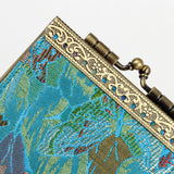 Cathayana CHR-40 Sky Blue and Pink Floral Brocade RFID Blocking Credit Card Holder/Case/Wallet