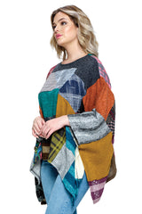 Yak & Yeti 21540 One Size Bohemian Multicolor Patchwork Poncho