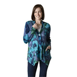 Habitat 50575CB Cobalt Abstract Floral Handkerchief Hem Pocket Cardigan