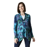 Habitat 50575CB Cobalt Abstract Floral Handkerchief Hem Pocket Cardigan