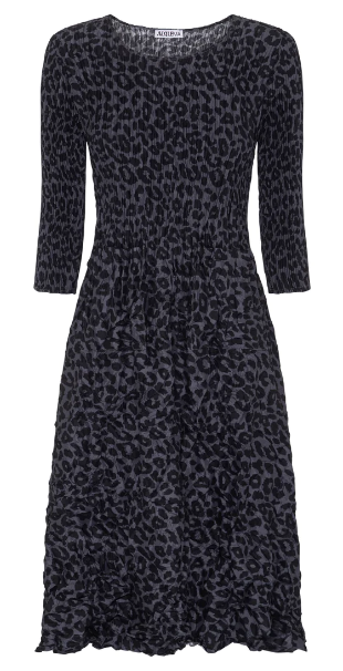 Alquema ADC544 LEOPARD 3/4 Sleeve Smash Pocket Dress