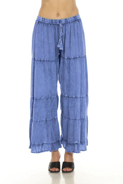 Apparel Love 19DN Denim One Size 100% Rayon Stone Washed  Ruffle Pant
