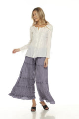 Apparel Love 19EP Eggplant One Size 100% Rayon Stone Washed  Ruffle Pant