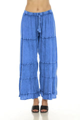 Apparel Love 19DD Dark Denim One Size 100% Rayon Stone Washed Ruffle Pant