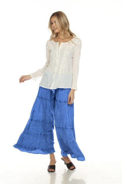 Apparel Love 19DD Dark Denim One Size 100% Rayon Stone Washed Ruffle Pant