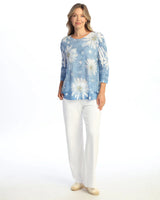 Jess & Jane BC4-2216 DAISY POP Layered Boucle Mesh Tunic Top With Burnout Lining