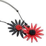 Sylca BP21N16BR RED Black and Red Amaya Double Flower Statement Necklace