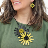 Sylca BP21N16CH Chartreuse Amaya Double Flower Statement Necklace