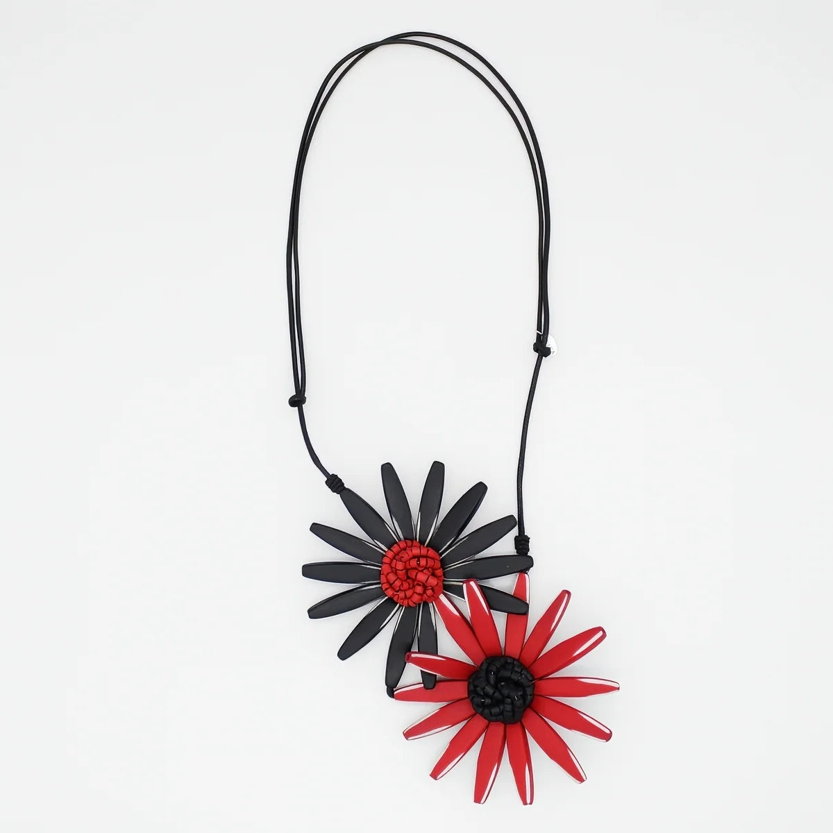 Sylca BP21N16BR RED Black and Red Amaya Double Flower Statement Necklace