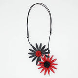 Sylca BP21N16BR RED Black and Red Amaya Double Flower Statement Necklace