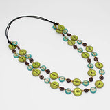 Sylca BP23N46G Green Bobbie Double Strand Necklace