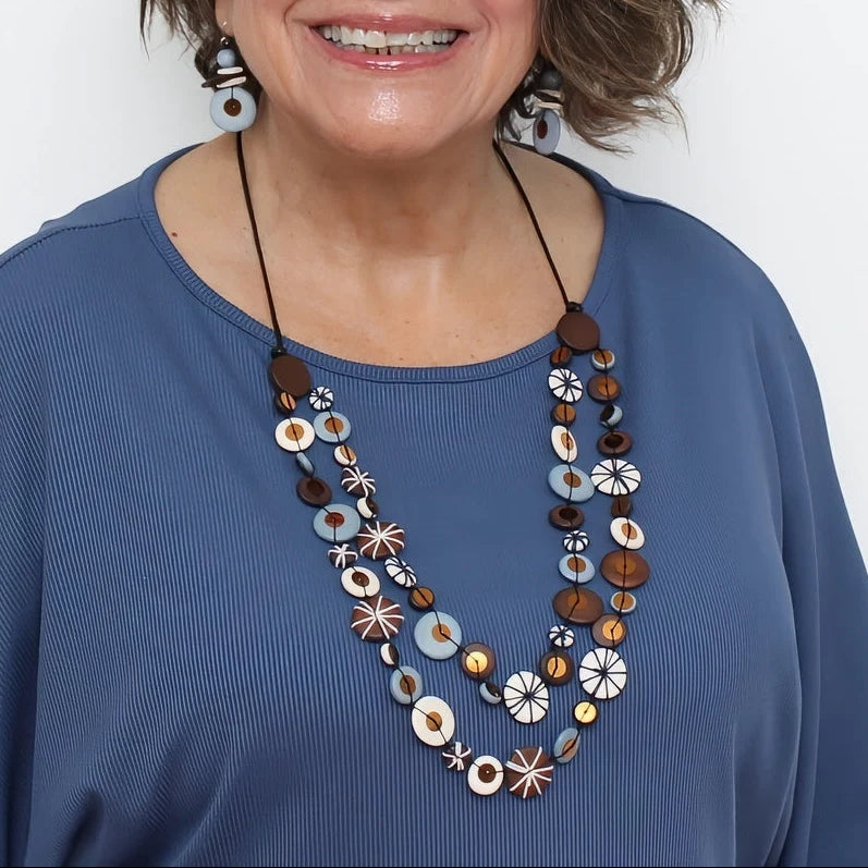 Sylca BP25N01BN Brown Melody Statement Necklace