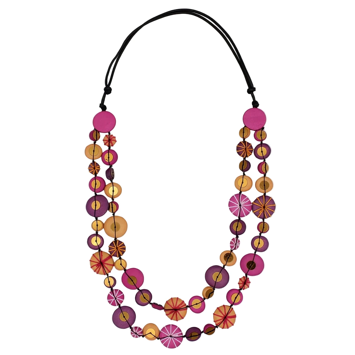 Sylca BP25N01FP Fuchsia and Purple Melody Statement Necklace