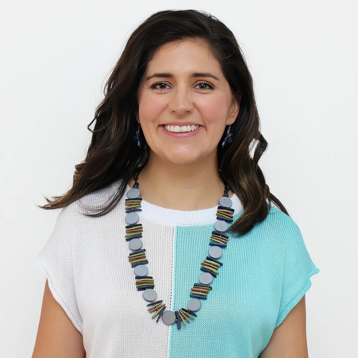 Sylca BP25N05PE Periwinkle Kaia MIxed Bead Statement Necklace