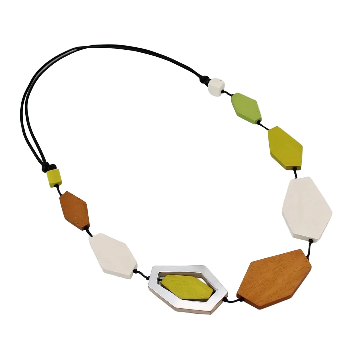 Sylca BP25N18LM Lime Silver Accent Iva Statement Necklace