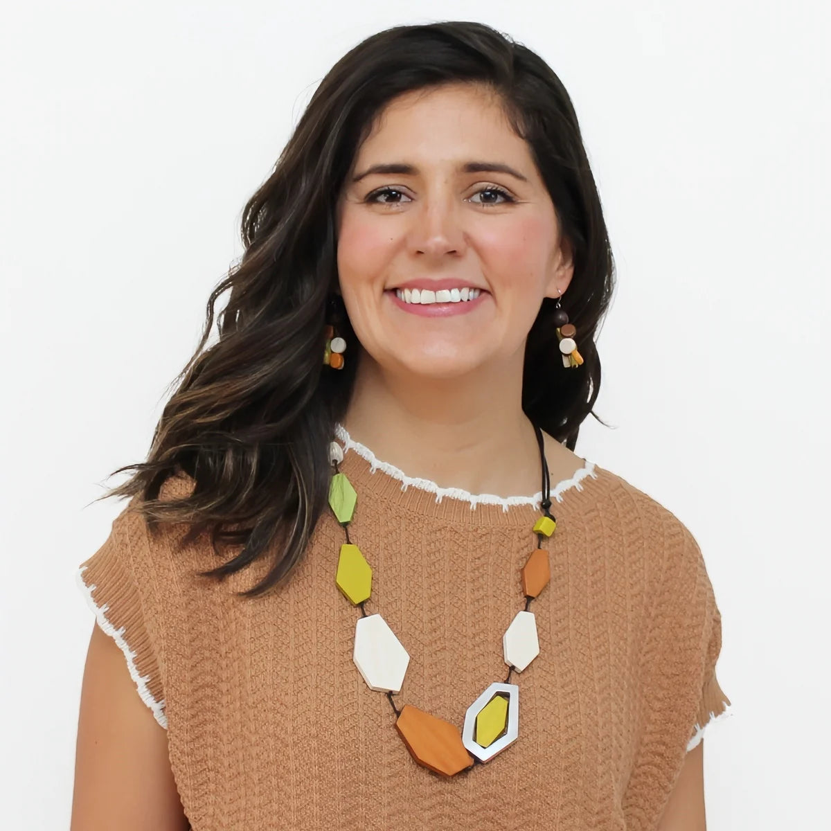 Sylca BP25N18LM Lime Silver Accent Iva Statement Necklace